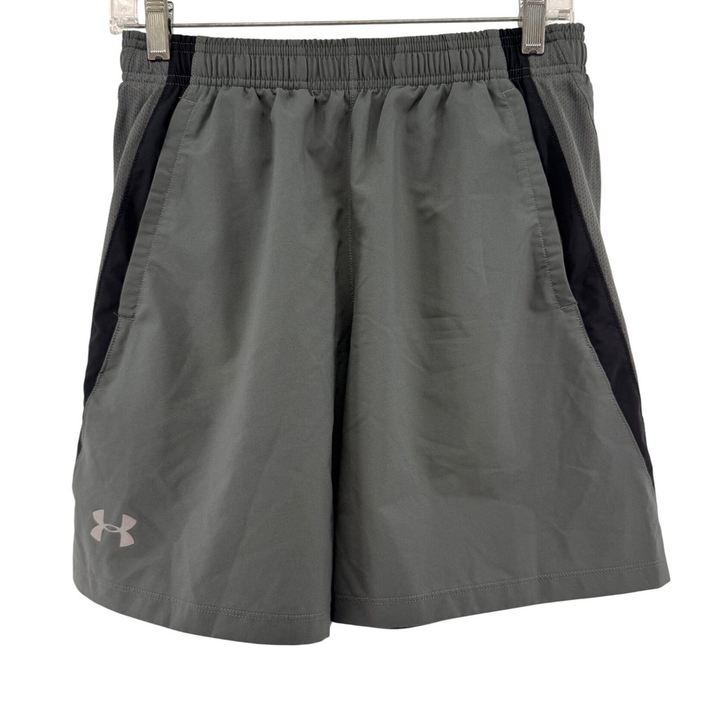 Under Armour HeatGear Gray Black Fitted Athletic Training Shorts Mens Medium